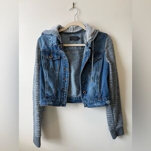 Ci Sono Blue and Gray Hooded Denim Jacket
